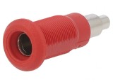 Soclu banană 4mm 25A roșu nichelat 26mm