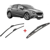 Cumpara ieftin Set 3 stergatoare MAZDA 3 (BM, BN) 2013 - 2019, pentru parbriz si luneta, Valeo Silencio