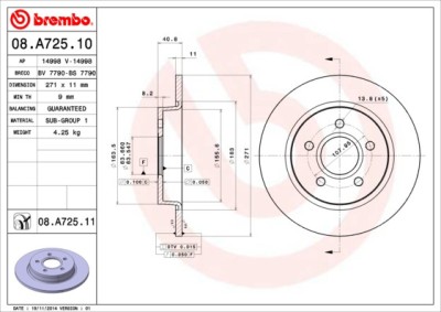 BREMBO 08.A725.10 PRIME LINE Disc frana foto