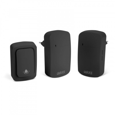 Sonerie wireless Kinetic 55345BK-2, cu 2 receptori, comutator fara baterii, 38 tonuri, volum reglabil, IP54/IP20, 100m, Negru foto