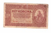 Bancnota Ungaria 2 korona/coroane 1 ianuarie 1920, uzata rau, patata