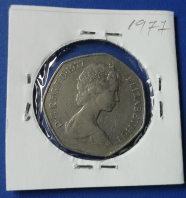 M3 C50 - Moneda foarte veche - Anglia - fifty pence - 1977 foto