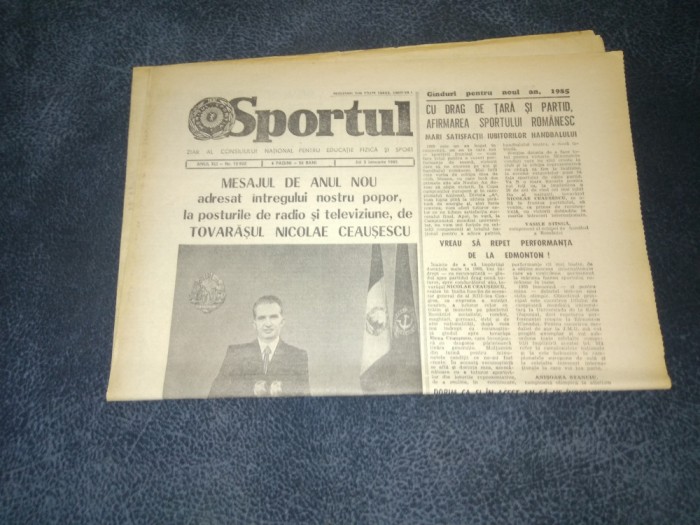 ZIARUL SPORTUL 3 IANUARIE 1985