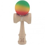 Jucarie Kendama X Originala Profesionala Flippy, din lemn, Rubber Grip, 18 cm, gradient galben verde rosu