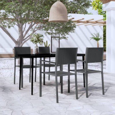 Set de servit masa pentru grădină, 5 piese, negru foto