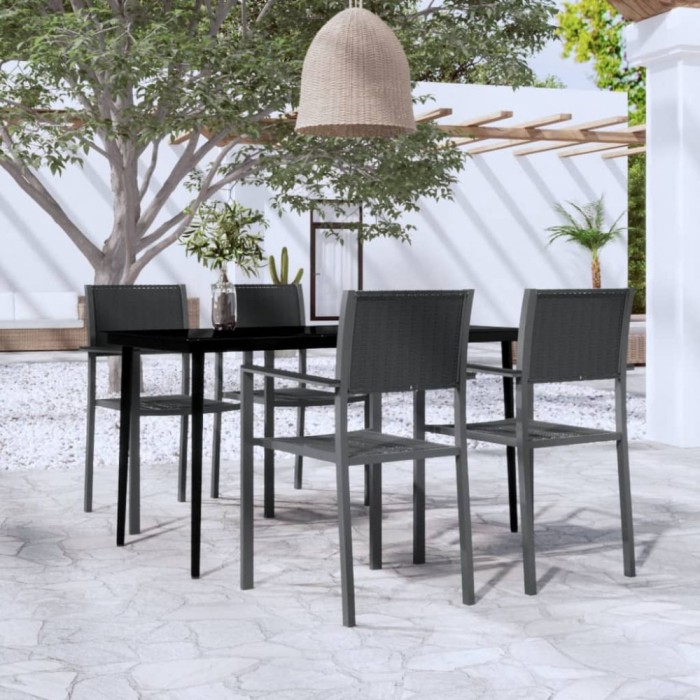 Set de servit masa pentru grădină, 5 piese, negru