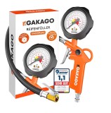 Cumpara ieftin Pistol de umflat cu manometru Gakago, portocaliu/negru, 0-12 bar, 45 cm