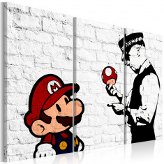 Tablou canvas 3 piese - Mario Bros (Banksy) - 90x60 cm foto