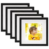 Rame foto 3D, 5 buc., negru, 23x23 cm pentru foto 13x13 cm GartenMobel Dekor, vidaXL