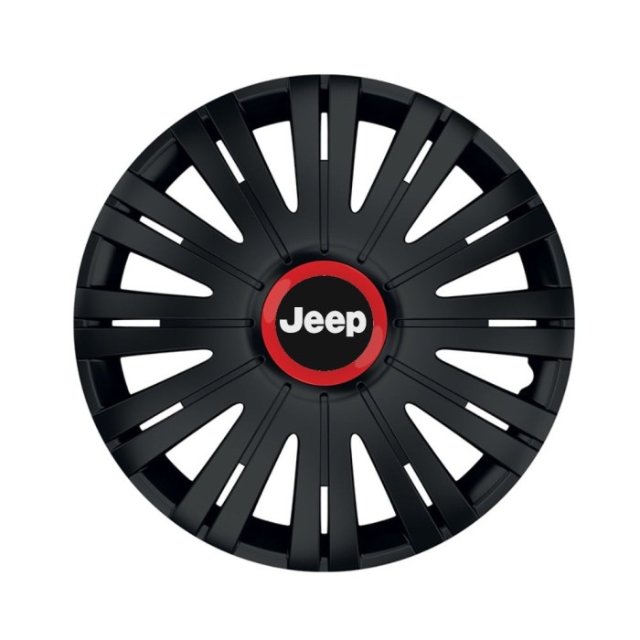 Set 4 capace roti Negre Cu Inel Rosu Active R15 Compatibil Cu Jeep