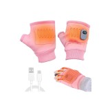 Mănuși &icirc;ncălzite re&icirc;ncărcabile fără degete, compatibile cu ecrane tactile, cu 3 niveluri reglabile &ndash; roz