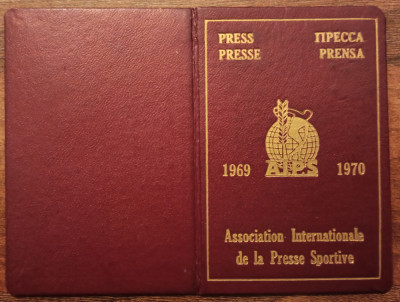 Legitimatie AIPS, Asociatia Internationala de Presa Sportiva, 1969-70 foto