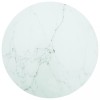 VidaXL Blat masă alb &Oslash;80x1 cm sticlă securizată cu design de marmură