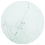 Blat Masa Sticla Securizata Alba Marmura &Oslash;80cm vidaXL