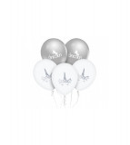 Set 5 baloane cu Unicorn, alb- argintiu, 30 cm, Godan