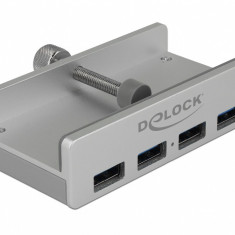 HUB USB 3.0 cu 4 porturi prindere monitor Argintiu, Delock 64046