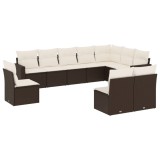 Cumpara ieftin Set canapele de gradina cu perne, 10 piese, maro, poliratan