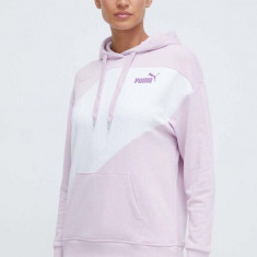 Puma bluză POWER femei, culoarea violet, cu glugă, imprimeu 677893