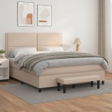 Cumpara ieftin Pat box spring cu saltea, cappuccino, 180x200cm piele ecologică