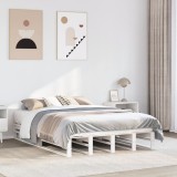 VidaXL Cadru de pat fără saltea, alb, 120x190 cm, lemn masiv pin