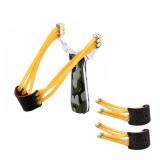 Cumpara ieftin Set praștie metalică si doua benzi elastice de rezerva DEPOX&reg;, maner camuflaj, 14.5 cm