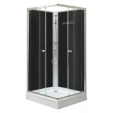 Cabină de duș pătrată neagră Polo Black II 90x90 cm cu cădiță de duș