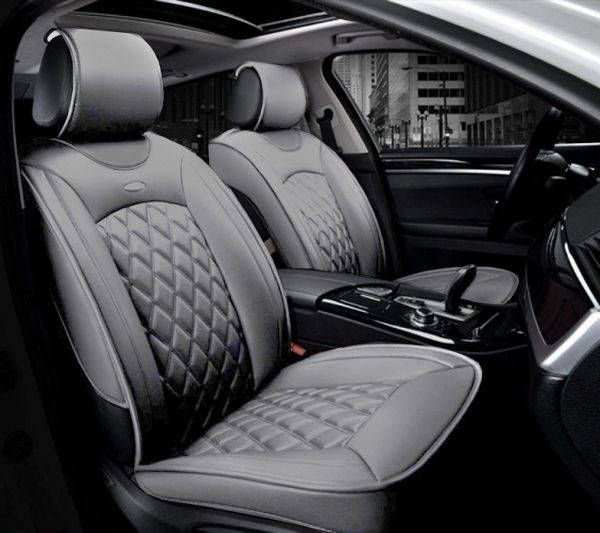 2 x LUX Huse Scaune pentru Masini Auto Universal Gri Eco Piele