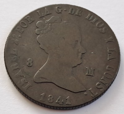 Spania , 8 Maravedis 1841 Isabel II foto