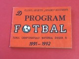 Program-Agenda Fotbal - DINAMO BUCURESTI (Turul Campionatului National 1991-1992)