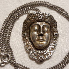 MEDALION argint MASCA VENETIANA vechi RAR splendid EXCEPTONAL pe Lant argint