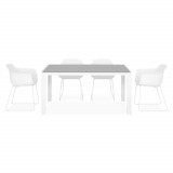 Set mobilier gradina/terasa Encore/Lilac, 5 piese, 150x90x74 cm/59x54x80 cm, aluminiu, alb/gri