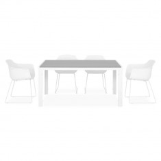 Set mobilier gradina/terasa Encore/Lilac, 5 piese, 150x90x74 cm/59x54x80 cm, aluminiu, alb/gri