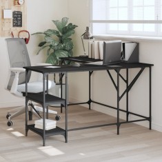 vidaXL Birou, negru, 139x139x75 cm, lemn prelucrat