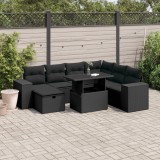Cumpara ieftin Gossi set mobilier de gradina cu perne, 8 piese, negru, poliratan