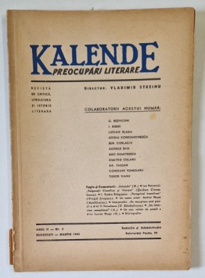 KALENDE , PREOCUPARI LITERARE , ANUL II , NUMARUL 3 , MARTIE , 1943 foto