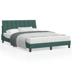 vidaXL Cadru de pat cu tăblie, verde &amp;icirc;nchis, 120x200 cm, catifea foto