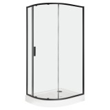 Solid RPA 100x80 BL cabină de duș curbată cu o singură ușă asimetrică cu tavă de duș - dreapta