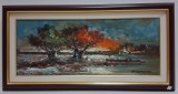 Tablou ulei &quot;Apus in Delta&quot; - Tudor Panescu, Natura, Realism