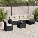 Cumpara ieftin Set canapele de grădină cu perne, 7 piese, negru, poliratan