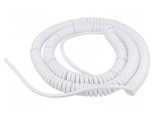 Cablu spiralat neecranat alb 1,5m 5,25m