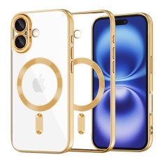 Husa premium iPhone 16 Techsuit Luxury Crystal MagSafe, auriu foto