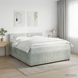 Cumpara ieftin Pat boxspring cu saltea Gri deschis 160 x 200 cm Catifea