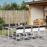 VidaXL Set mobilier de grădină, 9 piese, cu perne, alb, textilenă