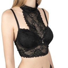 Sutien de Lux cu Dantelă Elastică și Efect Push-Up S118 - 75B - Negru