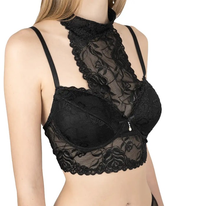 Sutien de Lux cu Dantelă Elastică și Efect Push-Up S118 - 85C - Negru