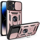 Husa pentru iphone 14 pro max, camshield protectie camera, inel magnetic, slide si snap, rose gold
