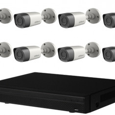 Kit 8 Camere Supraveghere exterior Dahua bullet HDCVI 2MP, 3.6mm, Smart IR 20m, DVR 8 canale SafetyGuard Surveillance