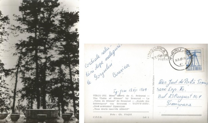 *Romania, Tg. Jiu, Masa tacerii, carte posta ilustrata circulata intern, 1969