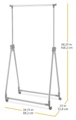 Cuier Stand Imbracaminte Metalic Pliabil cu Roti 87.5x47x167cm AZ foto