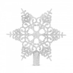Topper pentru bradul de Crăciun - fulg de nea - 20 x 20 cm - argintiu